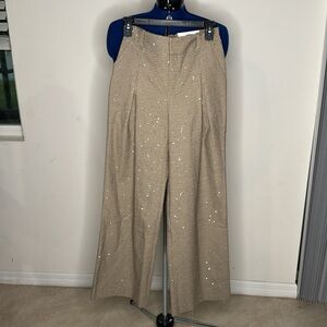 On 34th Tan Checkered Dress Pants high rise wide leg pockets size XXS